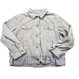 J.Jill Corduroy Jacket Purple Button Front Pocket Casual Womens L